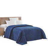 Plazatex Striata Lined Oversized All Season 100% Polyester Blanket Navy