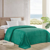 Plazatex Striata Lined Oversized All Season 100% Polyester Blanket Queen Teal