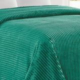 Plazatex Striata Lined Oversized All Season 100% Polyester Blanket Queen Teal