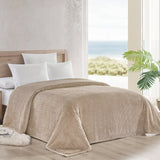 Plazatex Striata Lined Oversized All Season 100% Polyester Blanket Queen Taupe