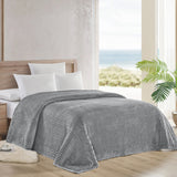 Plazatex Striata Lined Oversized All Season 100% Polyester Blanket Queen Grey