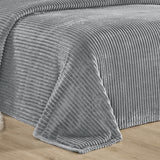 Plazatex Striata Lined Oversized All Season 100% Polyester Blanket Queen Grey