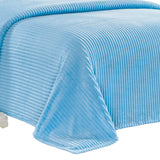 Plazatex Striata Lined Oversized All Season 100% Polyester Blanket Queen Light Blue