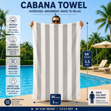 Plazatex Cabana Terry Cloth Stripe 80% Cotton 20% Polyester 2 Pack Beach Bath Towel