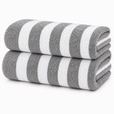 Plazatex Cabana Terry Cloth Stripe 80% Cotton 20% Polyester 2 Pack Beach Bath Towel