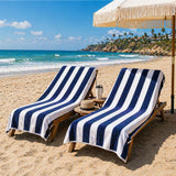 Plazatex Cabana Terry Cloth Stripe 80% Cotton 20% Polyester 2 Pack Beach Bath Towel