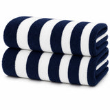 Plazatex Cabana Terry Cloth Stripe 80% Cotton 20% Polyester 2 Pack Beach Bath Towel