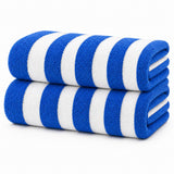 Plazatex Cabana Terry Cloth Stripe 80% Cotton 20% Polyester 2 Pack Beach Bath Towel
