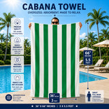 Plazatex Cabana Terry Cloth Stripe 80% Cotton 20% Polyester 2 Pack Beach Bath Towel
