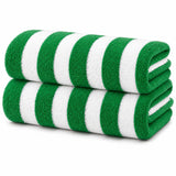 Plazatex Cabana Terry Cloth Stripe 80% Cotton 20% Polyester 2 Pack Beach Bath Towel