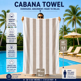Plazatex Cabana Terry Cloth Stripe 80% Cotton 20% Polyester 2 Pack Beach Bath Towel