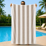 Plazatex Cabana Terry Cloth Stripe 80% Cotton 20% Polyester 2 Pack Beach Bath Towel