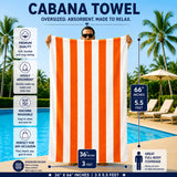 Plazatex Cabana Terry Cloth Stripe 80% Cotton 20% Polyester 2 Pack Beach Bath Towel