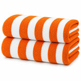 Plazatex Cabana Terry Cloth Stripe 80% Cotton 20% Polyester 2 Pack Beach Bath Towel