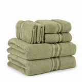Plazatex 100% Premium Cotton Textured Border Ultra Soft Absorbent 6 Piece Bathroom Towel Set Safari