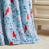 Plazatex 100% Polyester Red Cardinal Birds Nature Inspired Plush Throw Blanket 50" x 60" Blue