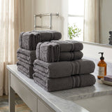 Plazatex 100% Premium Cotton Textured Border Ultra Soft Absorbent 12 Piece Bathroom Towel Set