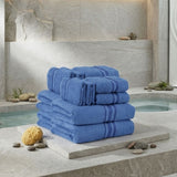 Plazatex 100% Premium Cotton Textured Border Ultra Soft Absorbent 12 Piece Bathroom Towel Set