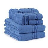 Plazatex 100% Premium Cotton Textured Border Ultra Soft Absorbent 12 Piece Bathroom Towel Set