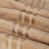 Plazatex 100% Premium Cotton Textured Border Ultra Soft Absorbent 12 Piece Bathroom Towel Set