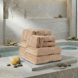 Plazatex 100% Premium Cotton Textured Border Ultra Soft Absorbent 12 Piece Bathroom Towel Set