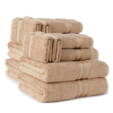 Plazatex 100% Premium Cotton Textured Border Ultra Soft Absorbent 12 Piece Bathroom Towel Set