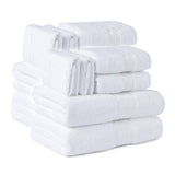 Plazatex 100% Premium Cotton Textured Border Ultra Soft Absorbent 12 Piece Bathroom Towel Set