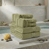 Plazatex 100% Premium Cotton Textured Border Ultra Soft Absorbent 12 Piece Bathroom Towel Set