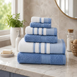 Plazatex Two Tone  Zero Twist 100% Cotton Soft & Absorbent 6 Piece Bathroom Towel Set