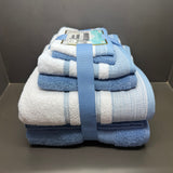 Plazatex Two Tone  Zero Twist 100% Cotton Soft & Absorbent 6 Piece Bathroom Towel Set