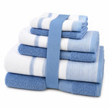 Plazatex Two Tone  Zero Twist 100% Cotton Soft & Absorbent 6 Piece Bathroom Towel Set
