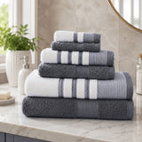 Plazatex Two Tone  Zero Twist 100% Cotton Soft & Absorbent 6 Piece Bathroom Towel Set