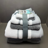 Plazatex Two Tone  Zero Twist 100% Cotton Soft & Absorbent 6 Piece Bathroom Towel Set