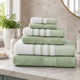 Plazatex Two Tone  Zero Twist 100% Cotton Soft & Absorbent 6 Piece Bathroom Towel Set