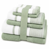 Plazatex Two Tone  Zero Twist 100% Cotton Soft & Absorbent 6 Piece Bathroom Towel Set