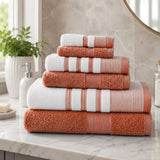 Plazatex Two Tone  Zero Twist 100% Cotton Soft & Absorbent 6 Piece Bathroom Towel Set