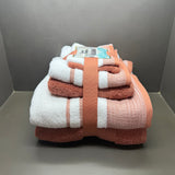 Plazatex Two Tone  Zero Twist 100% Cotton Soft & Absorbent 6 Piece Bathroom Towel Set