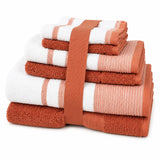 Plazatex Two Tone  Zero Twist 100% Cotton Soft & Absorbent 6 Piece Bathroom Towel Set
