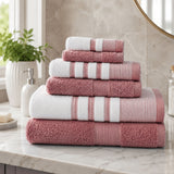 Plazatex Two Tone  Zero Twist 100% Cotton Soft & Absorbent 6 Piece Bathroom Towel Set