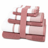 Plazatex Two Tone  Zero Twist 100% Cotton Soft & Absorbent 6 Piece Bathroom Towel Set