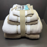 Plazatex Two Tone  Zero Twist 100% Cotton Soft & Absorbent 6 Piece Bathroom Towel Set