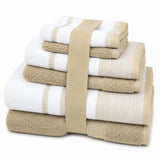 Plazatex Two Tone  Zero Twist 100% Cotton Soft & Absorbent 6 Piece Bathroom Towel Set