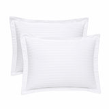 Plazatex 8 Piece Embossed Dobby Stripe Comforter Bed in a Bag Set with Sheets & Pillowcases King White