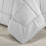 Plazatex 8 Piece Embossed Dobby Stripe Comforter Bed in a Bag Set with Sheets & Pillowcases King White