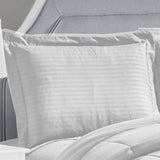 Plazatex 8 Piece Embossed Dobby Stripe Comforter Bed in a Bag Set with Sheets & Pillowcases King White