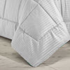 Plazatex 8 Piece Embossed Dobby Stripe Comforter Bed in a Bag Set with Sheets & Pillowcases King White