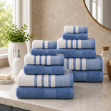 Plazatex Two Tone  Zero Twist 100% Cotton Soft & Absorbent 12 Piece Bathroom Towel Set