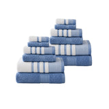 Plazatex Two Tone  Zero Twist 100% Cotton Soft & Absorbent 12 Piece Bathroom Towel Set