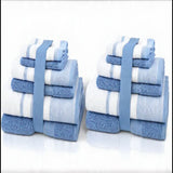 Plazatex Two Tone  Zero Twist 100% Cotton Soft & Absorbent 12 Piece Bathroom Towel Set