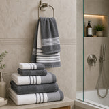 Plazatex Two Tone  Zero Twist 100% Cotton Soft & Absorbent 12 Piece Bathroom Towel Set